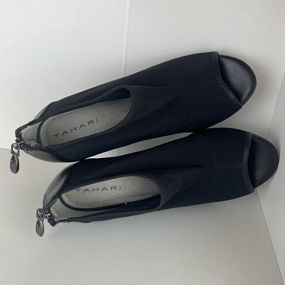 Tahari Charm Stretch Fabric Open Toe Booties 6.5 - Picture 6 of 9